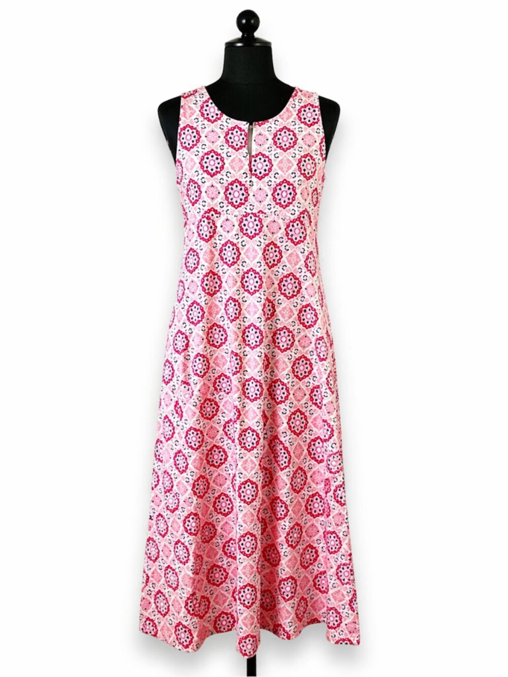 Talbots Pink Floral Medallion Sleeveless Maxi Dress